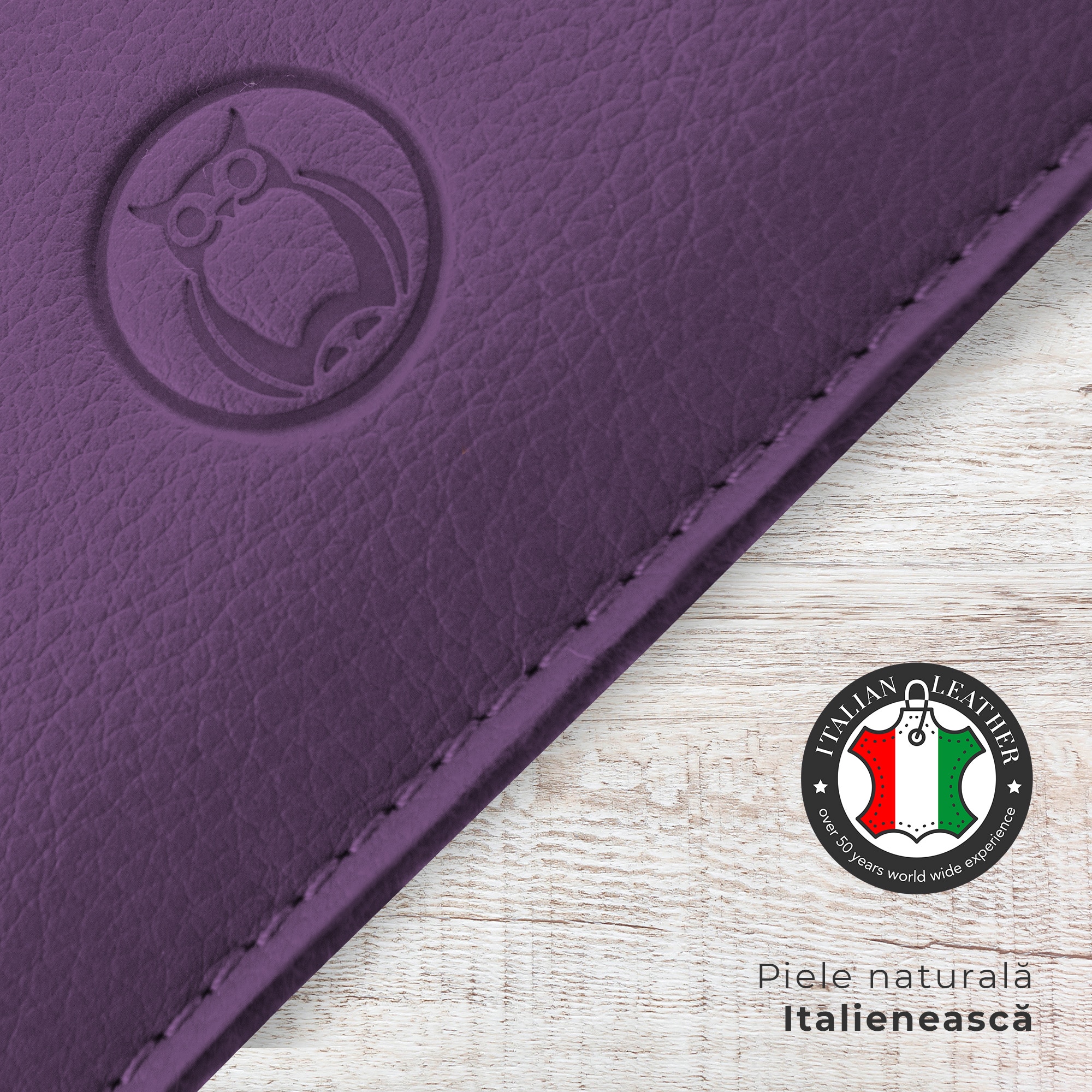 Husa laptop, MacBook PRO 15 inch, UNIKA, piele PU cu lana din fibre naturale, mov