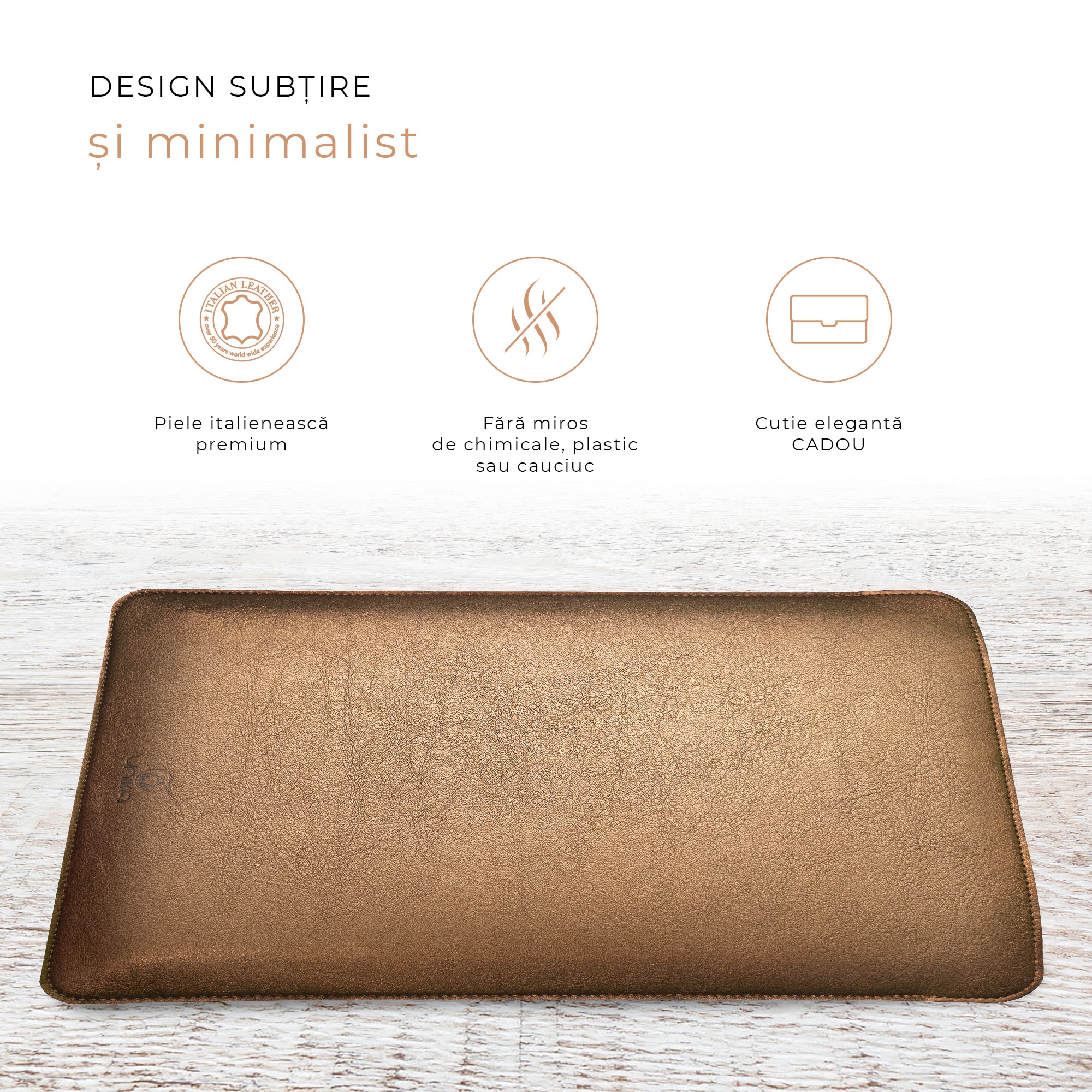 Husa laptop, MacBook PRO 15 inch, UNIKA, piele PU cu lana din fibre naturale, aramiu