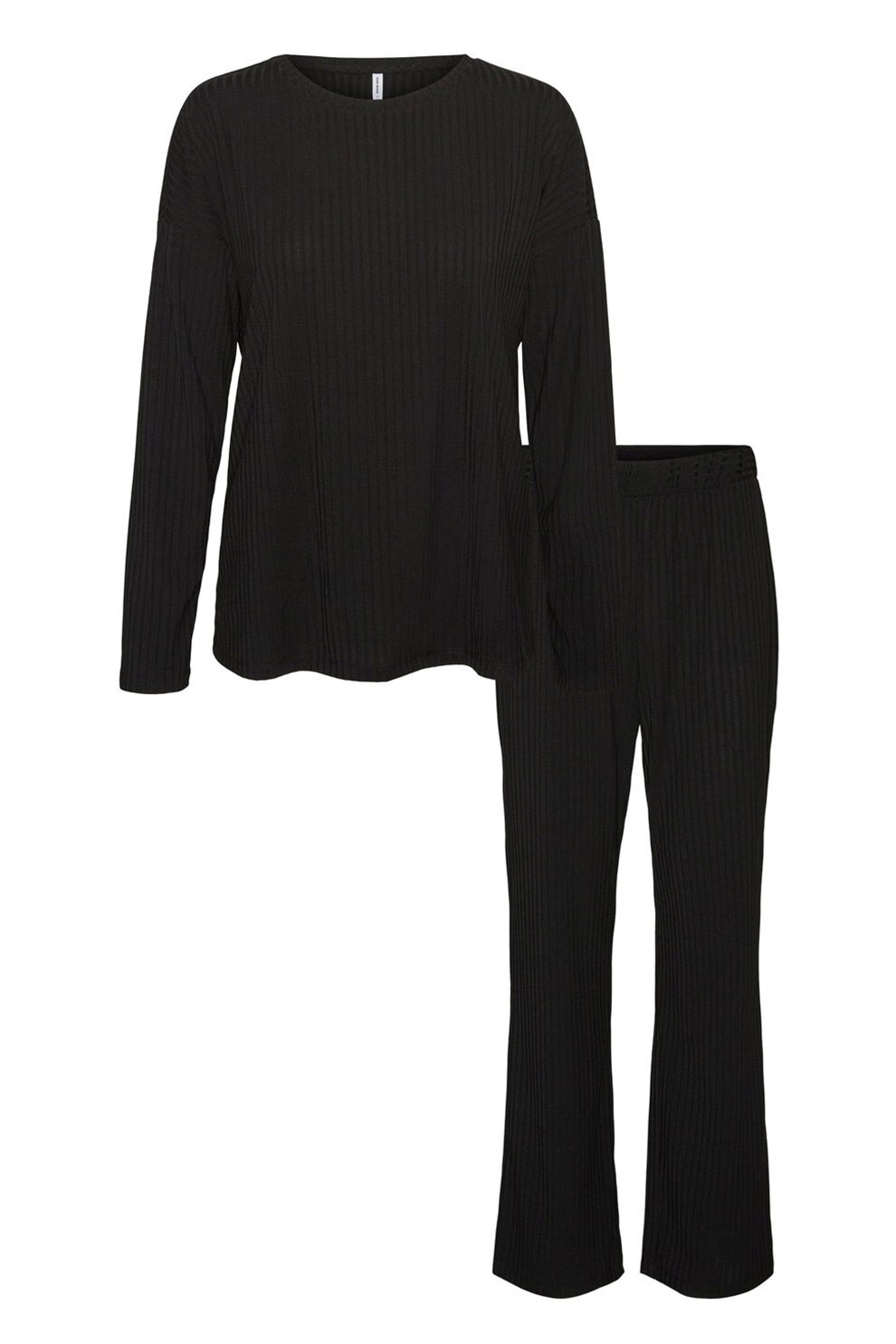 Vero Moda, Pijama cu pantaloni lungi si striatii, Negru, S