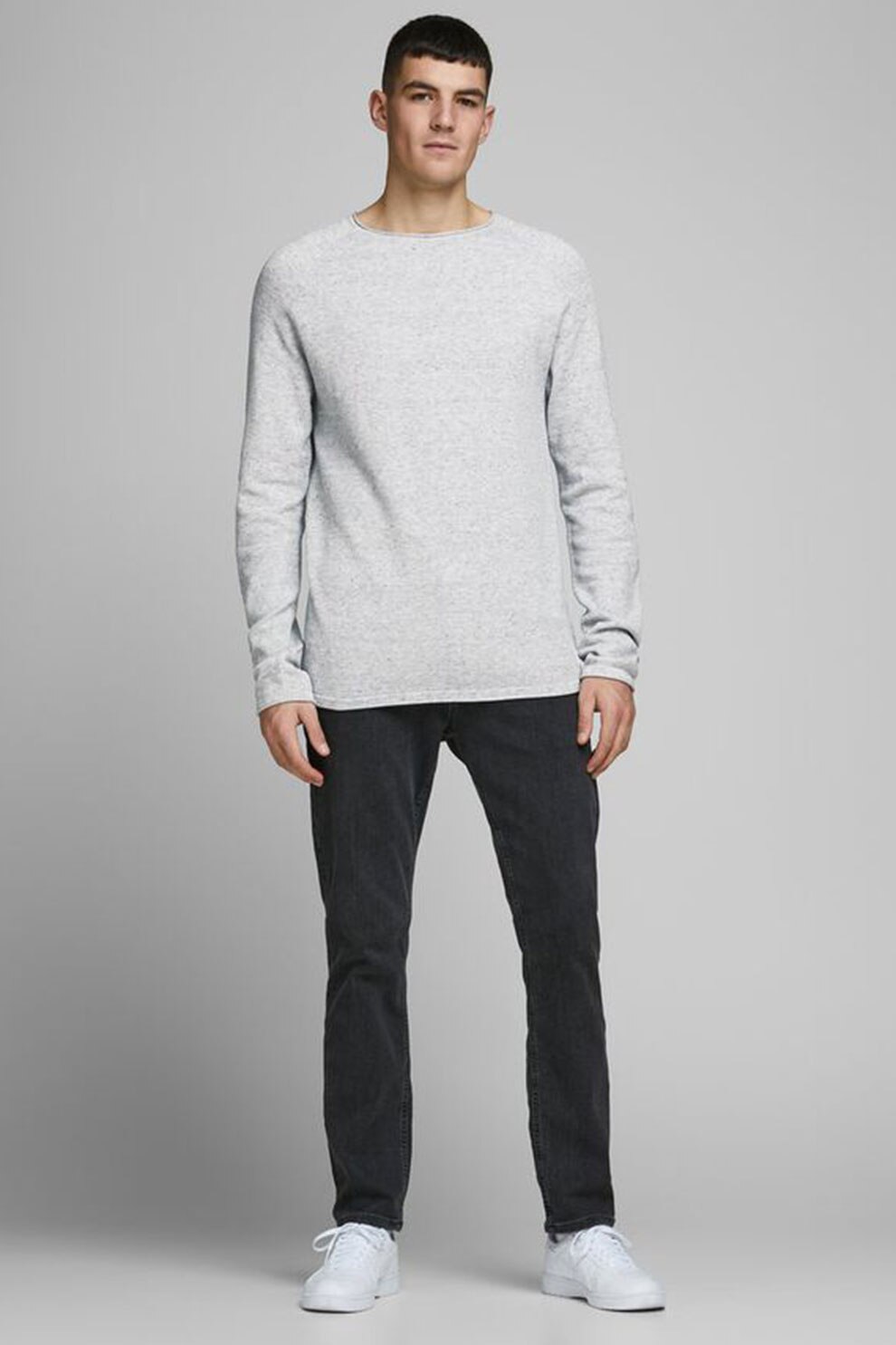 Jack&Jones, Pulover cu maneci raglan Hill, Gri deschis