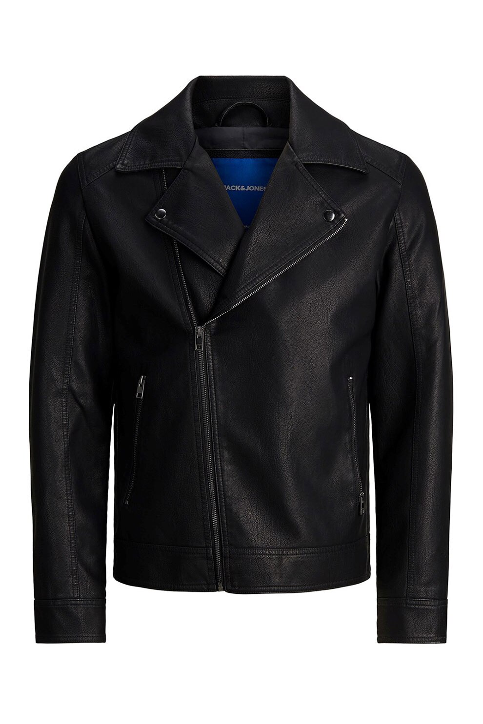 Jack&Jones, Jacheta biker din piele ecologica, Negru, L