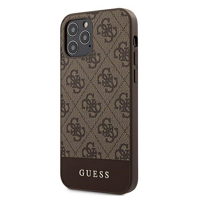 Husa Protectie Originala GUESS pentru IPHONE 12 / 12 PRO 4G STRIPE COLLECTION GUHCP12MG4GLBR Maro