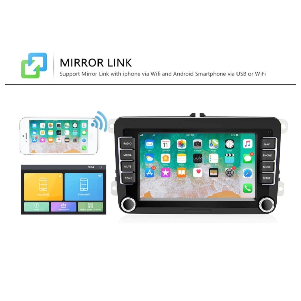 Navigatie VW, Skoda, Seat, Android 13, 1GB RAM + 32GB ROM, 7 inch, Android, Bluetooth, Car Kit