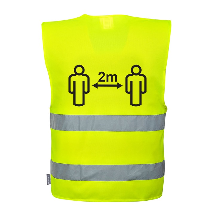 Vesta Hi-Vis distantare sociala 2m, Galben, marimea L/XL