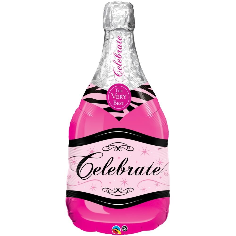 Balon folie figurina sticla de sampanie Celebrate 99 cm, Qualatex, 1 buc