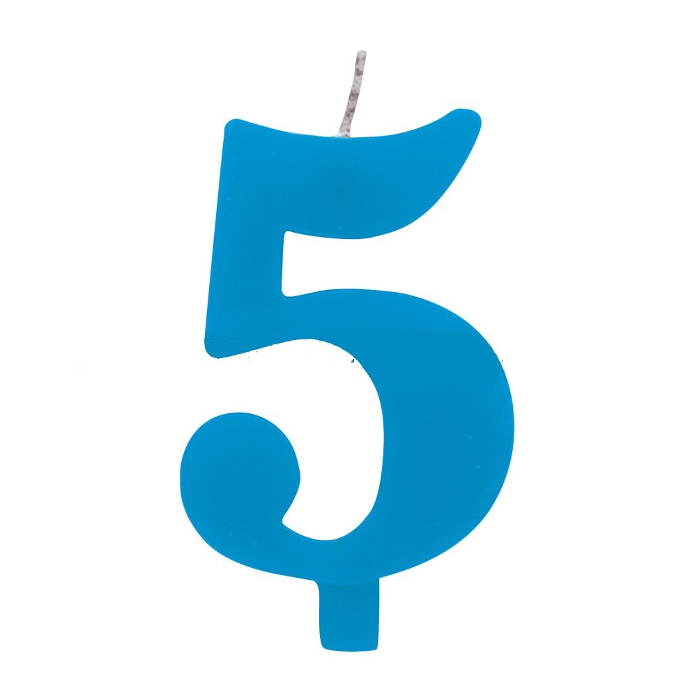 Lumanare aniversara pentru tort, Cifra 5, Albastru, Radar 50295, 1 buc
