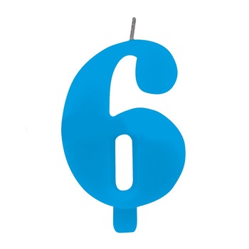 Lumanare aniversara pentru tort, Cifra 6, Albastru, Radar 50296, 1 buc Lumanare aniversara pentru tort, Cifra 6, Albastru, Radar 50296, 1 buc