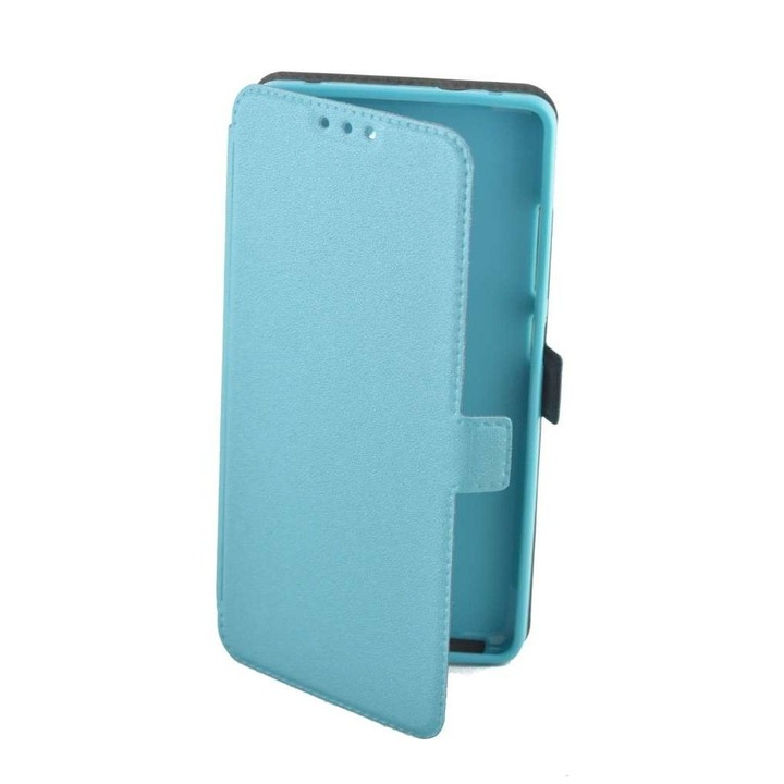 Huawei Ascend Y6 tok, eco bőr, zsebkönyv, kék