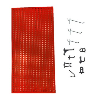 Panou perforat vertical rosu, 500x1000mm cu set 65 carlige Panou perforat vertical rosu, 500x1000mm cu set 65 carlige