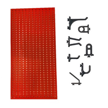 Panou perforat vertical de 500x1000mm rosu cu set 40 carlige Panou perforat vertical de 500x1000mm rosu cu set 40 carlige