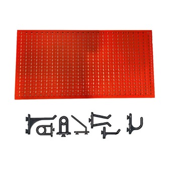 Panou perforat orizontal de 1000x500mm rosu cu set de 40 carlige Panou perforat orizontal de 1000x500mm rosu cu set de 40 carlige