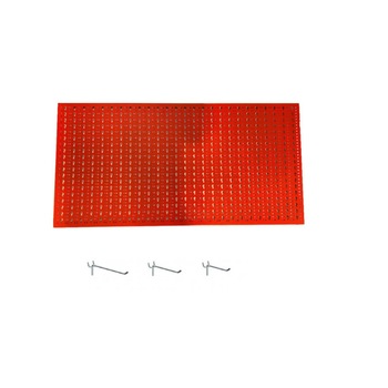 Panou perforat orizontal de 1000x500mm rosu cu set de 25 carlige metalice Panou perforat orizontal de 1000x500mm rosu cu set de 25 carlige metalice
