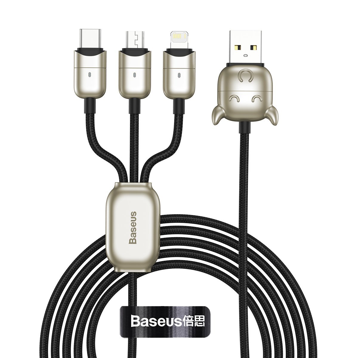 Cablu de date 3in1 Baseus Year of the Ox, USB-C, Lightning, Micro-USB, 1.2m, 3,5A