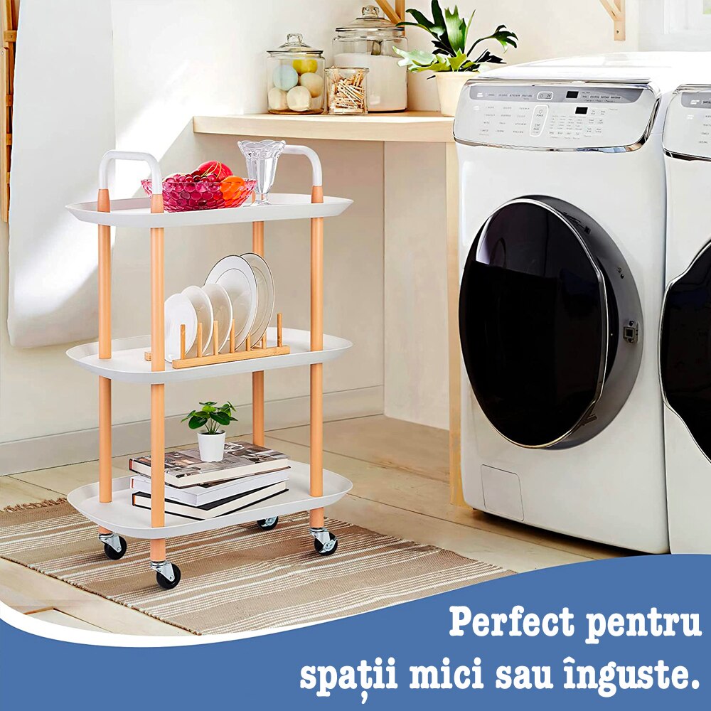 Raft universal depozitare, Quasar & Co.®, cu roti, 3 polite ...