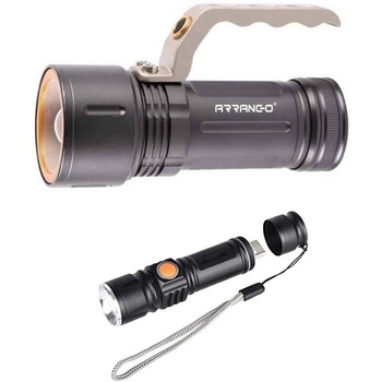 Set Lanterna si mini lanterna, X-BALOG, Aluminiu, 100000 lm, 4.2 W, Gri/Negru Set Lanterna si mini lanterna, X-BALOG, Aluminiu, 100000 lm, 4.2 W, Gri/Negru