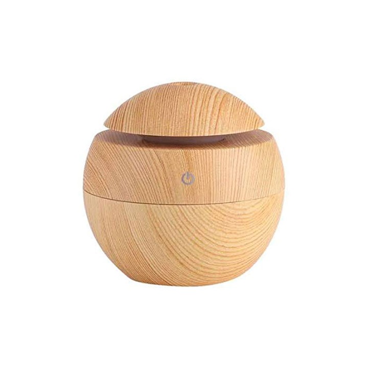 Aromaterápiás diffúzor - Párásító, Többszínű Led Light, 130 ml, Világos tölgy