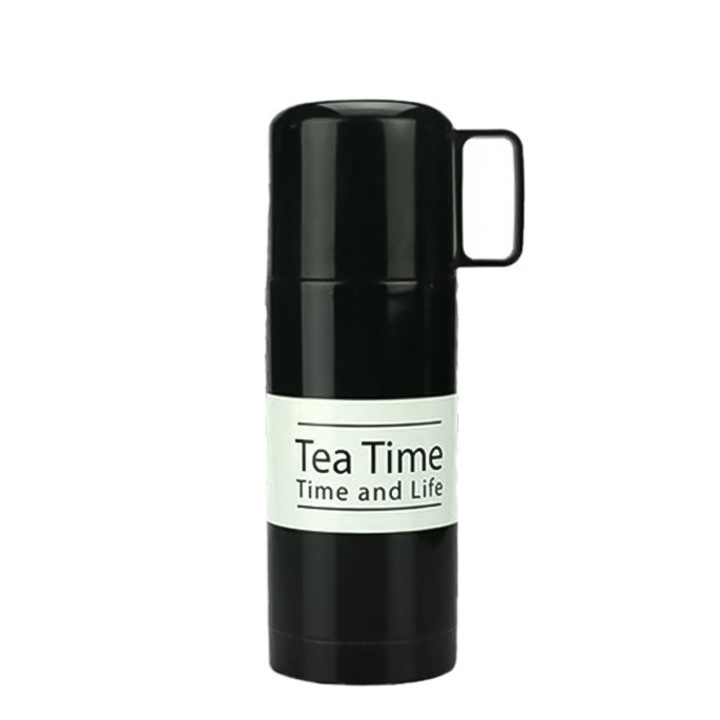 Thermos MyCupOf Tea, a fedele lehet csésze, minőségi anyagok, elegáns kivitel, 350 ml, 20 cm magas, hordozható, praktikus, fekete, doty