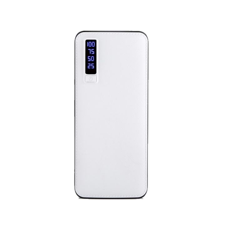 Външна батерия PowerBank с ефект на кожа с функция фенерче 32000mAh Бяла
