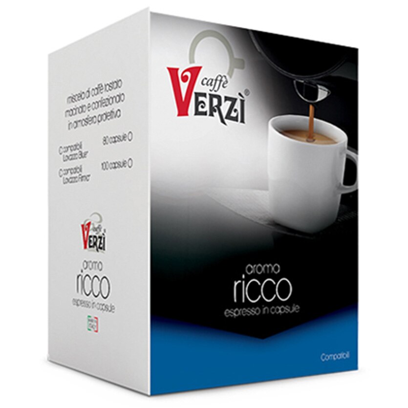 Capsule cafea Verzi Caffe, Ricco, compatibile Lavazza Blue, 80 capsule