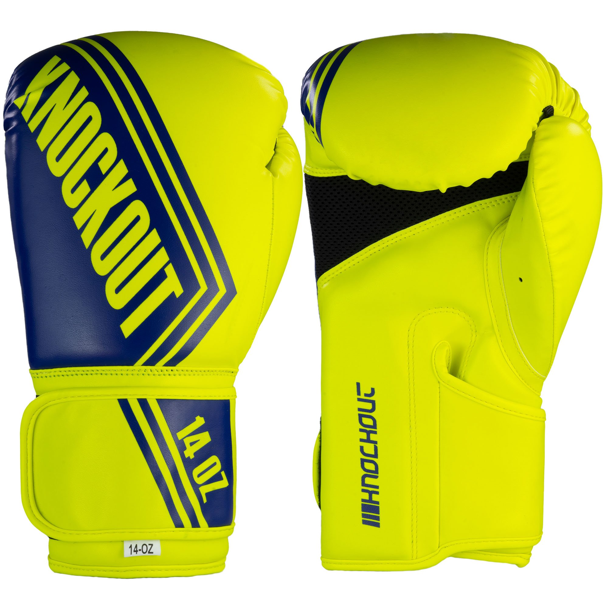 Manusi box Knockout Fighter Fluo Yellow/Blue - 14OZ