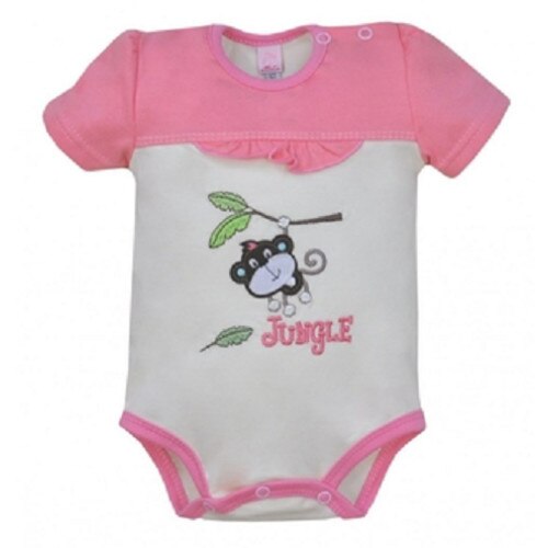 Body cu maneca scurta pentru fete Koala Jungle 04-093C, Crem