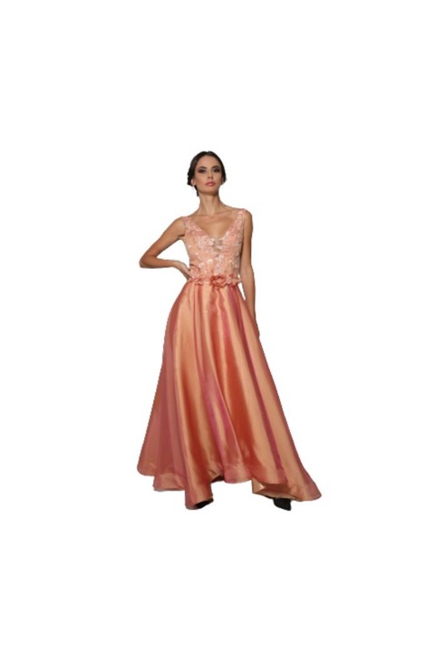 Рокля Orange, Дантела, Сатен, Органза, Оранжева, L