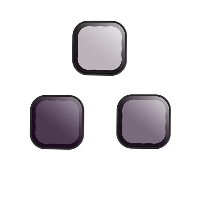Комплект 3 филтри за обектив Telesin ND, Черен, За спортна видео камера GoPro Hero9/10/11