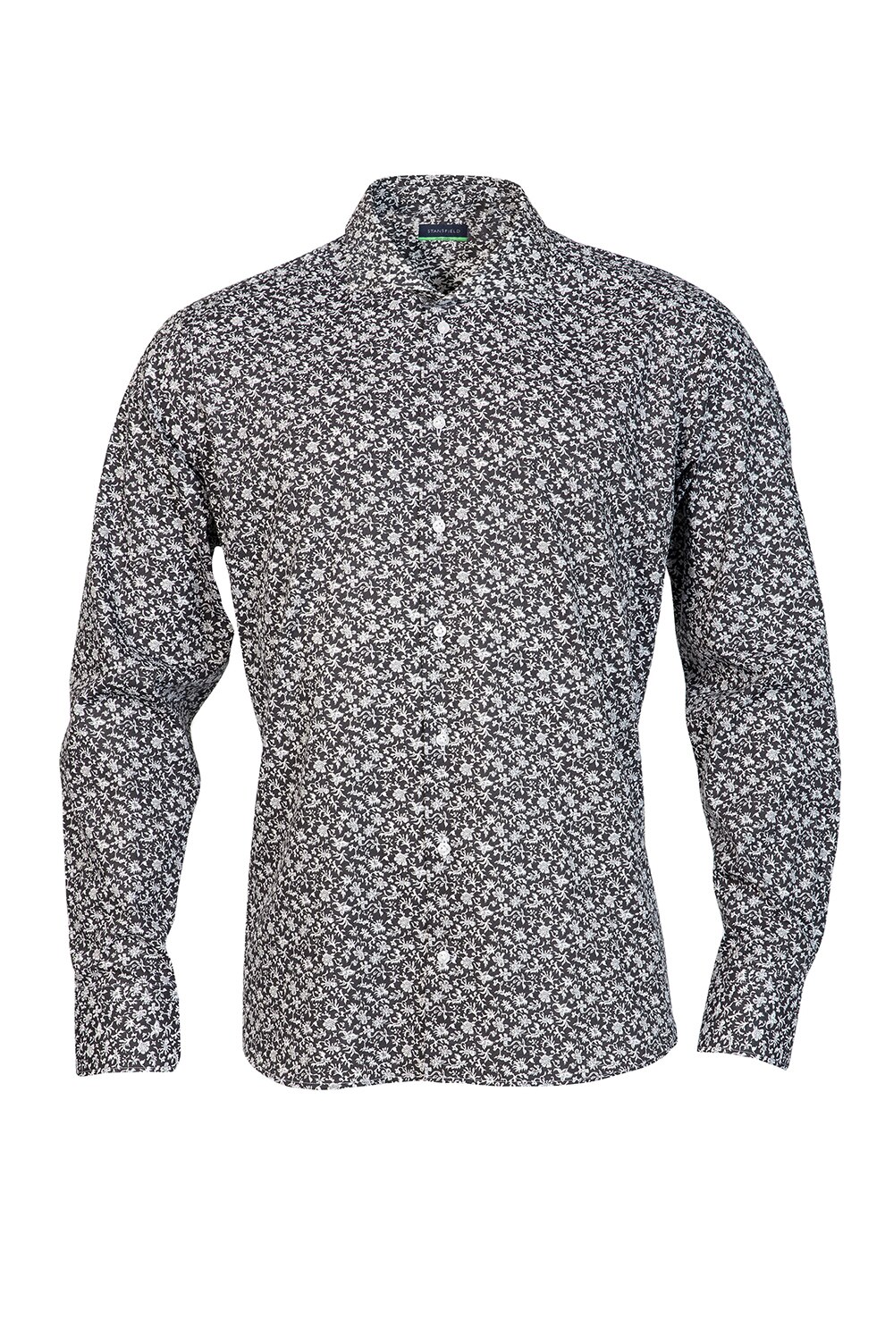 Stansfield, Camasa slim fit cu imprimeu, Negru/Alb optic