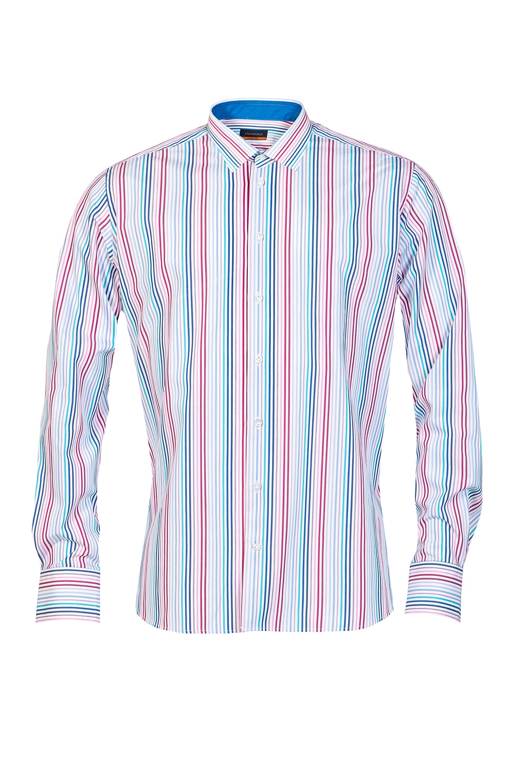 Stansfield, Camasa relaxed fit in dungi, Alb/Albastru/Rosu, L