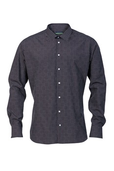 Stansfield, Camasa slim fit cu model geometric, Negru/Alb Stansfield, Camasa slim fit cu model geometric, Negru/Alb