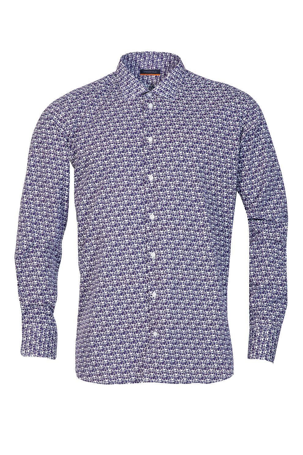 Stansfield, Camasa cu maneci lungi si model grafic, Violet ametist/Alb optic