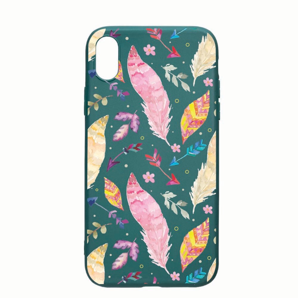 Husa Apple iPhone XR, Happy Feathers, rezistenta la uzura, anti-alunecare, din silicon Premium, ForestGreen, FG68