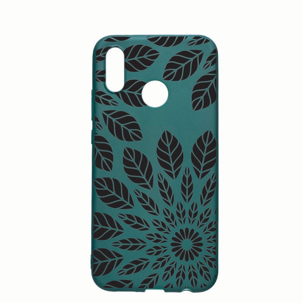 Husa Samsung Galaxy A40, Black Flower, rezistenta la uzura, anti-alunecare, din silicon Premium, ForestGreen, FG76