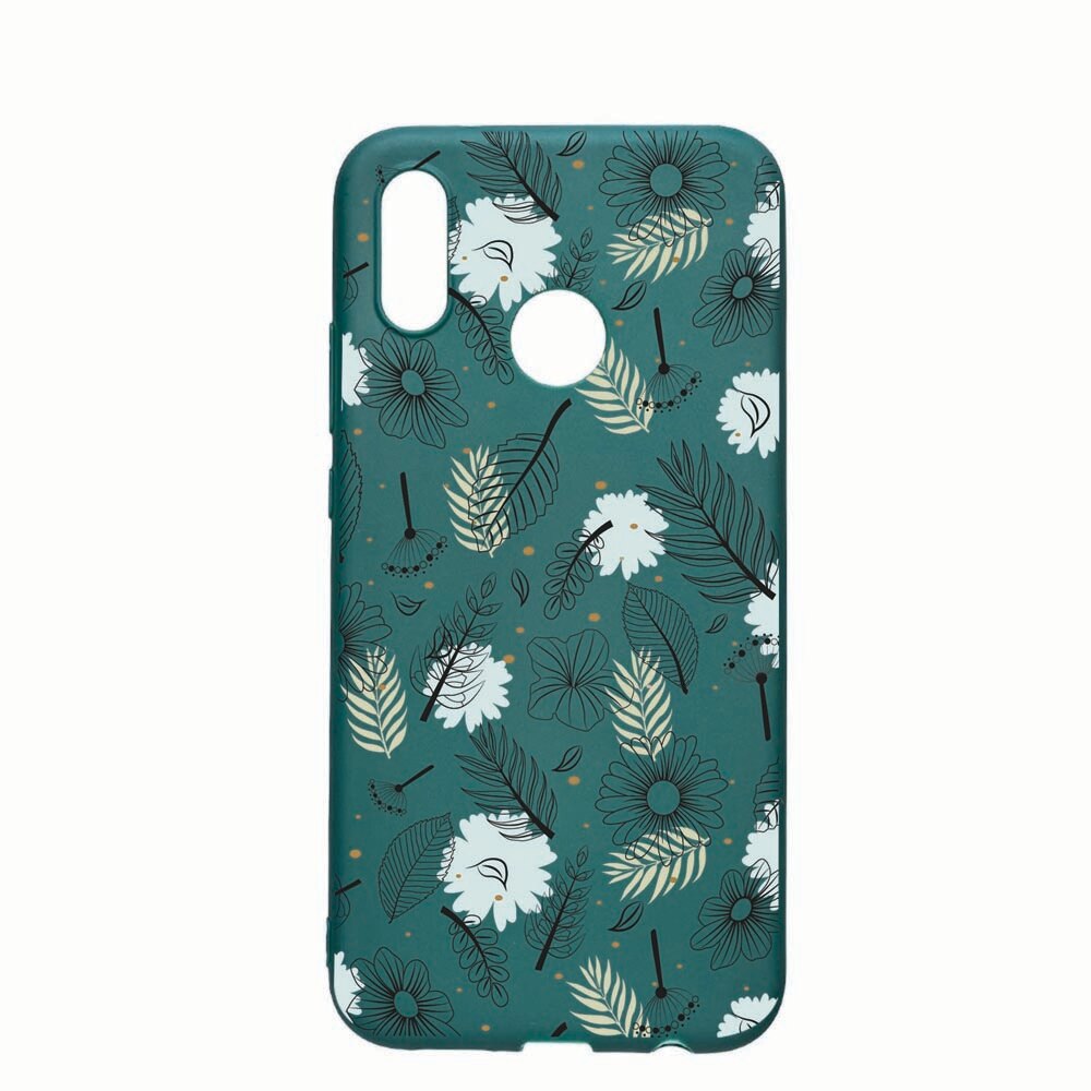 Husa Huawei P20 Lite, Flowers, rezistenta la uzura, anti-alunecare, din silicon Premium, ForestGreen, FG81