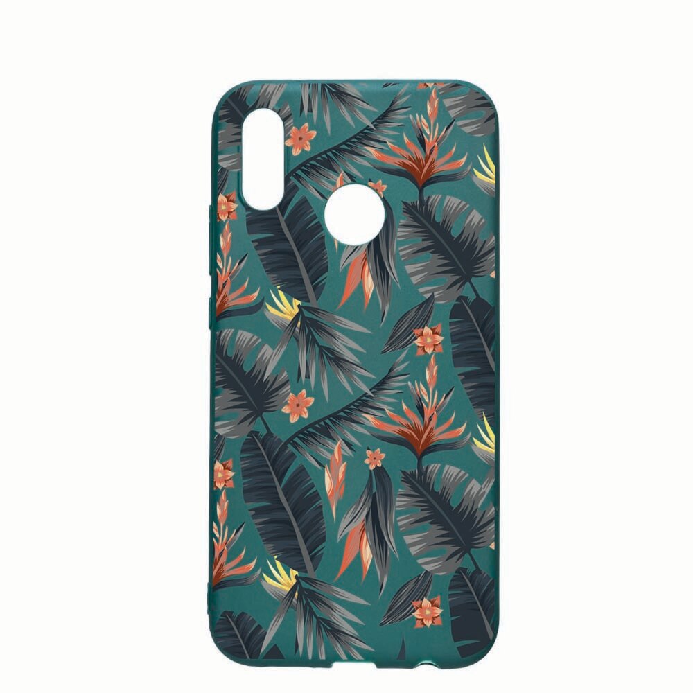Husa Huawei P20 Lite, Tropical Pattern, rezistenta la uzura, anti-alunecare, din silicon Premium, ForestGreen, FG88