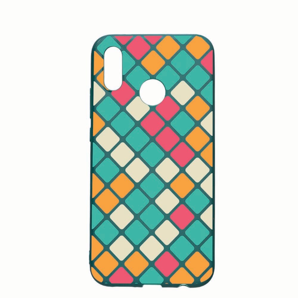 Husa Huawei P20 Lite, Mozaic, rezistenta la uzura, anti-alunecare, din silicon Premium, ForestGreen, FG123