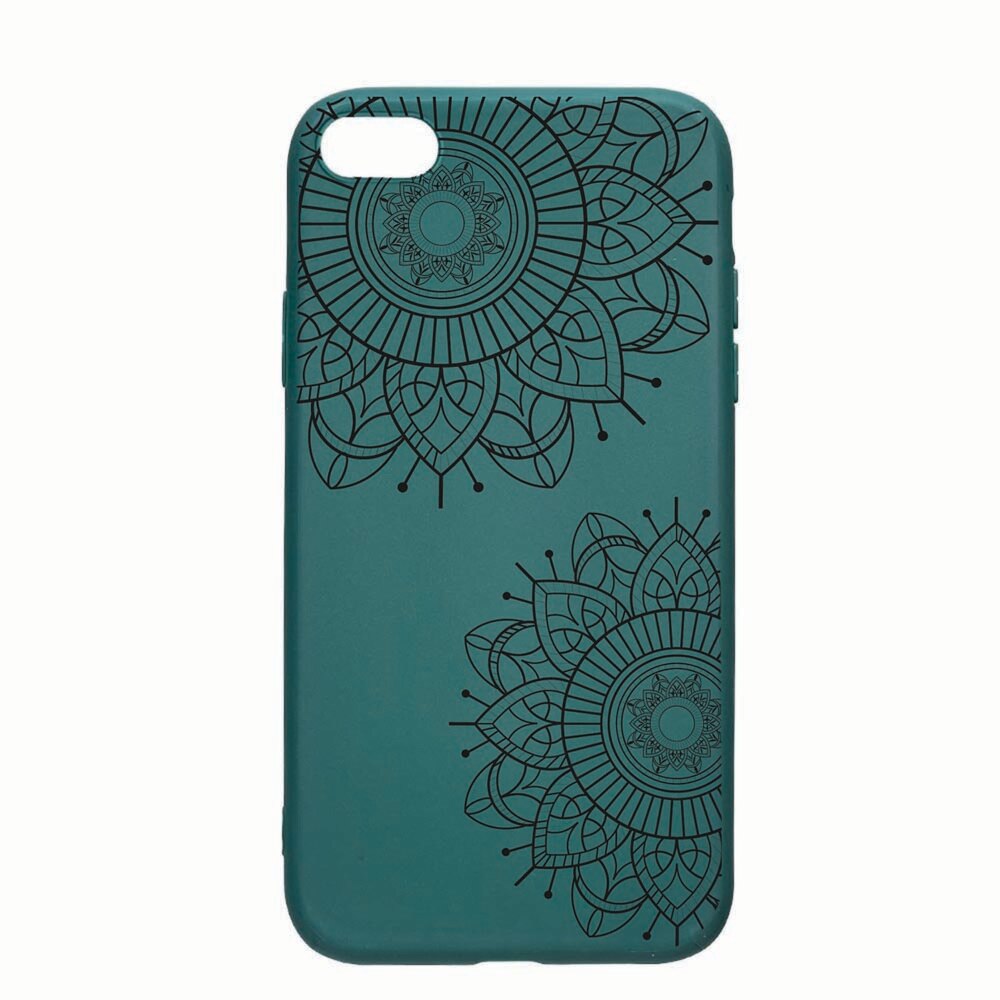Husa Apple iPhone SE 2 / iPhone 8 / iPhone 7, Black Flowers, rezistenta la uzura, anti-alunecare, din silicon Premium, ForestGreen, FG117