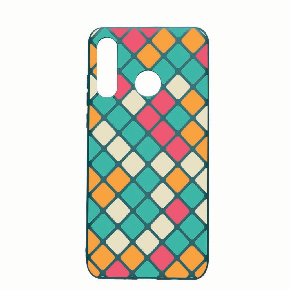 Husa Huawei P30 Lite, Mozaic, rezistenta la uzura, anti-alunecare, din silicon Premium, ForestGreen, FG123