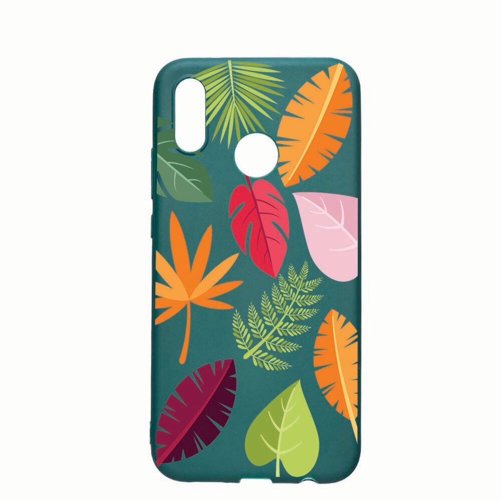 Husa Huawei P20 Lite, Feathers, rezistenta la uzura, anti-alunecare, din silicon Premium, ForestGreen, FG151