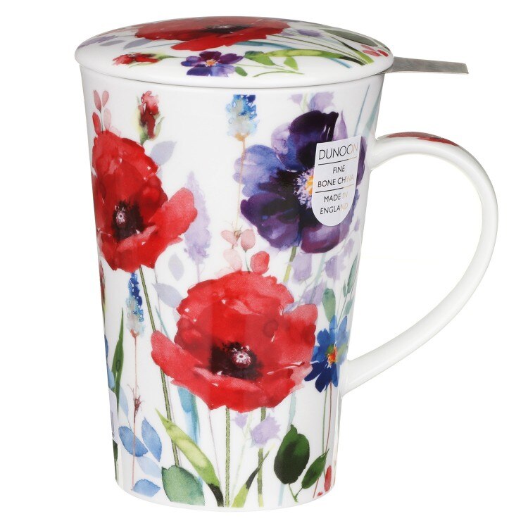 Cana cu sita si capac - Shetland - Wild Garden, Portelan, 440 ml, Multicolor