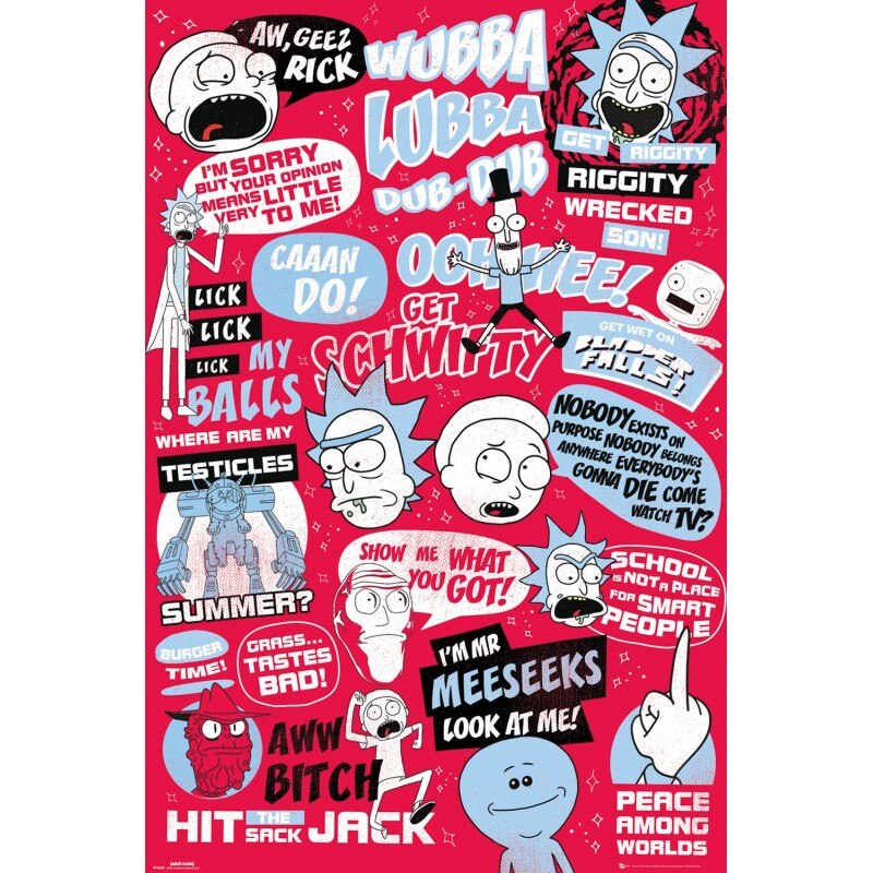 Poster Rick & Morty Quotes , 61x91.5cm, Negru