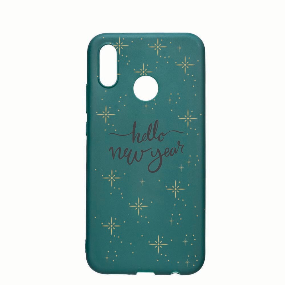 Husa Huawei P20 Lite, Hello New Year, rezistenta la uzura, anti-alunecare, din silicon Premium, ForestGreen, FG173