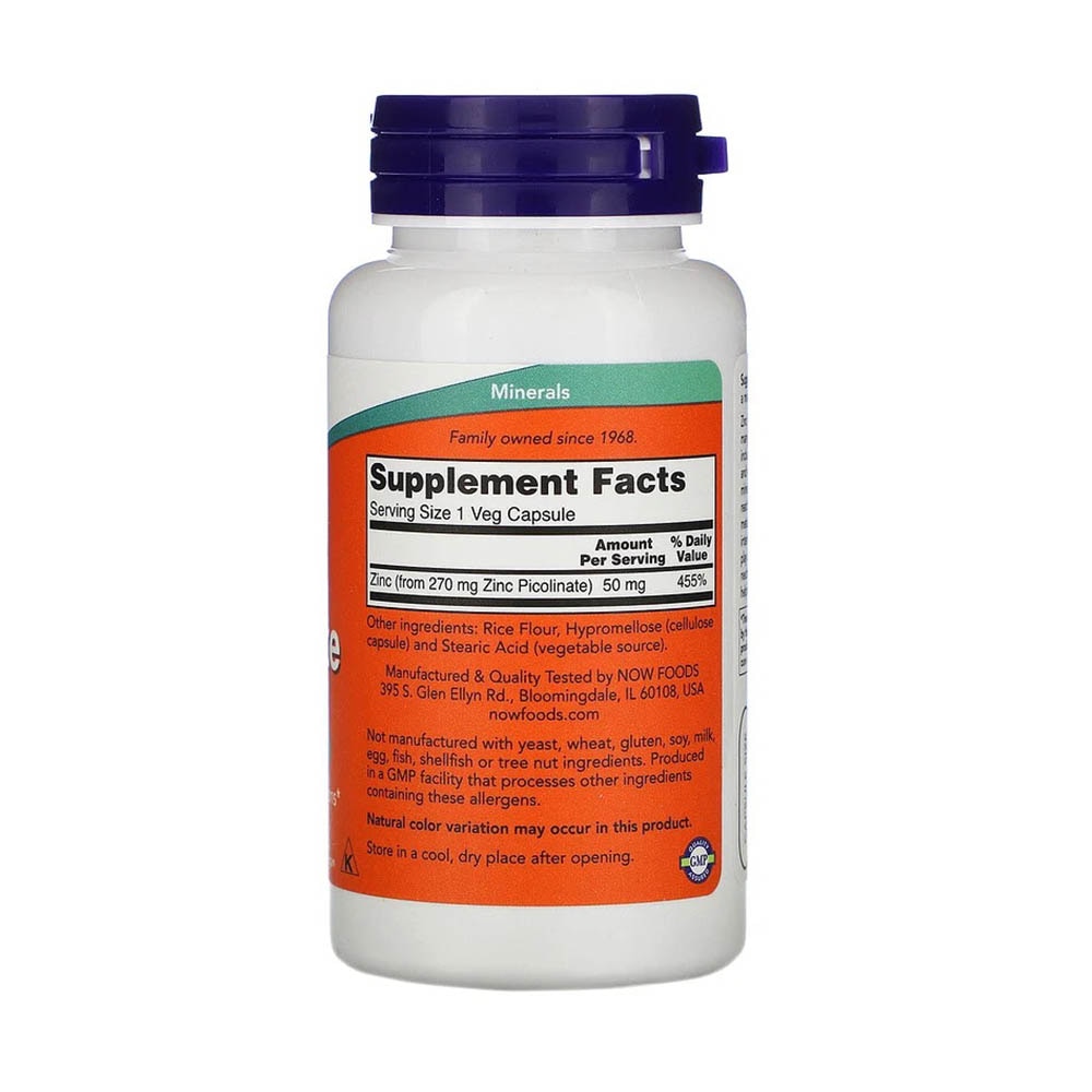 Zinc Picolinate, 50mg, Now Foods, 120 capsule eMAG.ro