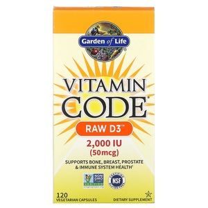 Supliment alimentar Garden of Life Vitamina Code RAW D3 2000 IU, 120 Capsule