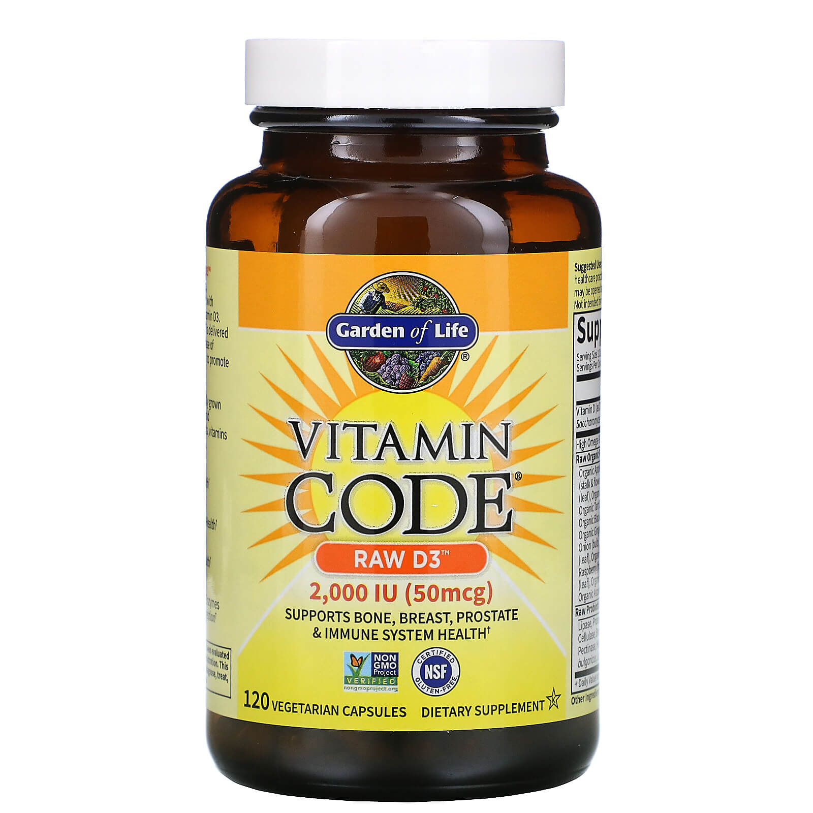 Хранителна добавка Garden of Life Vitamin Code RAW D3 2000 IU, 120 ...