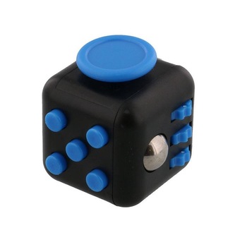 Cub antistres, Fidget cube cu latura anti-anxietate, negru-albastru, 3x3x3 cm, Urban Trends ® Cub antistres, Fidget cube cu latura anti-anxietate, negru-albastru, 3x3x3 cm, Urban Trends ®