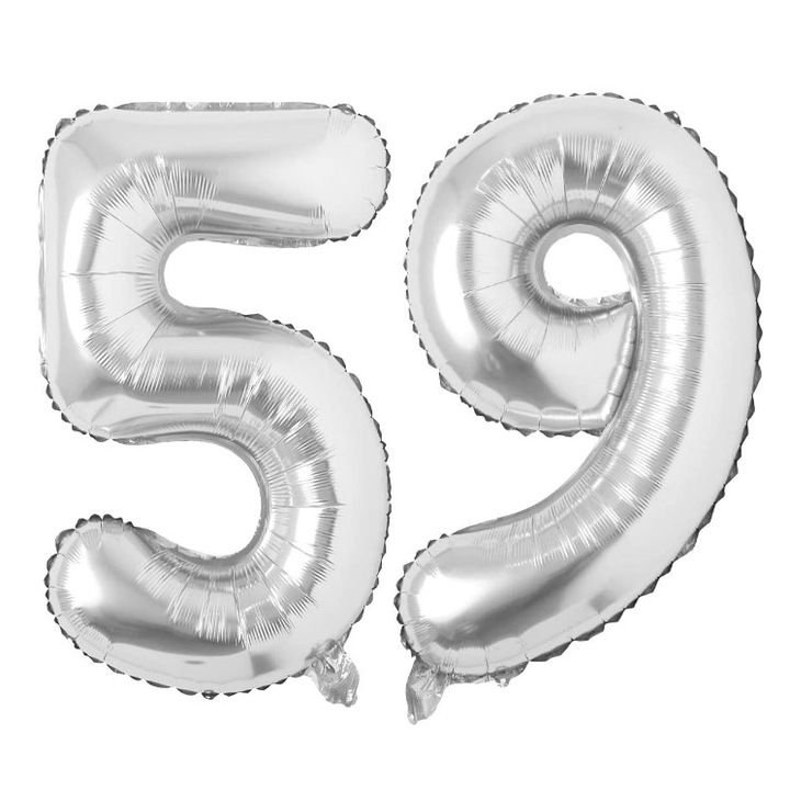 Комплект от 2 фолиеви балона, Domi Party & Gifts, сребрист, 59 години юбилей, 100 см