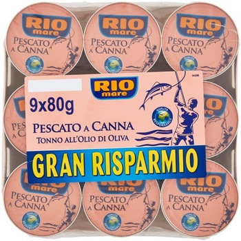 Ton in Ulei de Masline Pescuit la Undita Rio Mare, set 9 x 80 g Ton in Ulei de Masline Pescuit la Undita Rio Mare, set 9 x 80 g
