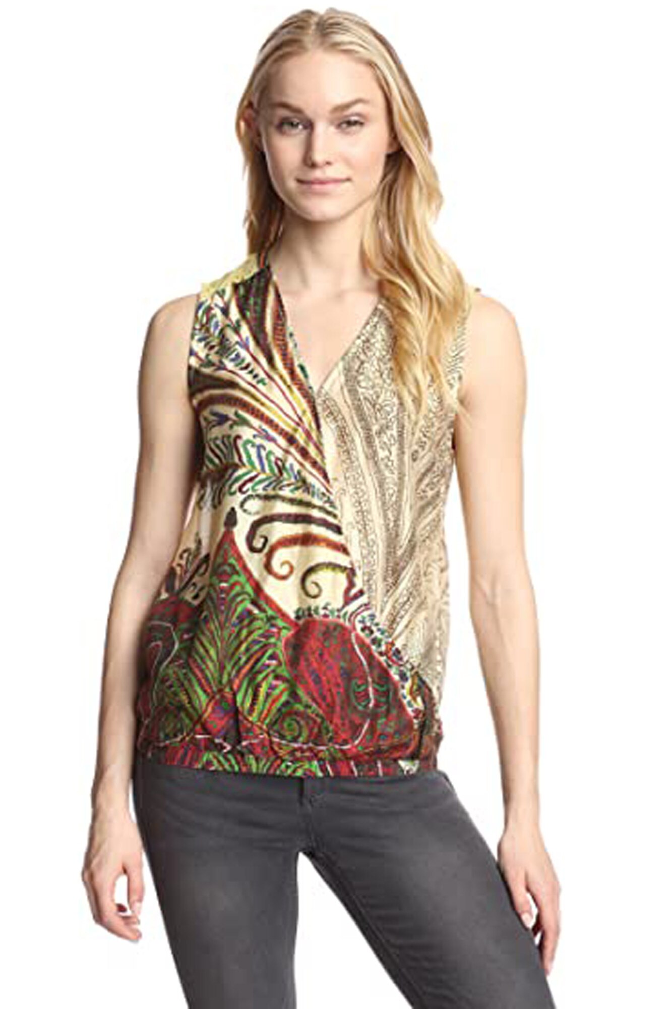 Bluza dama cu decolteu in V, Desigual, XL