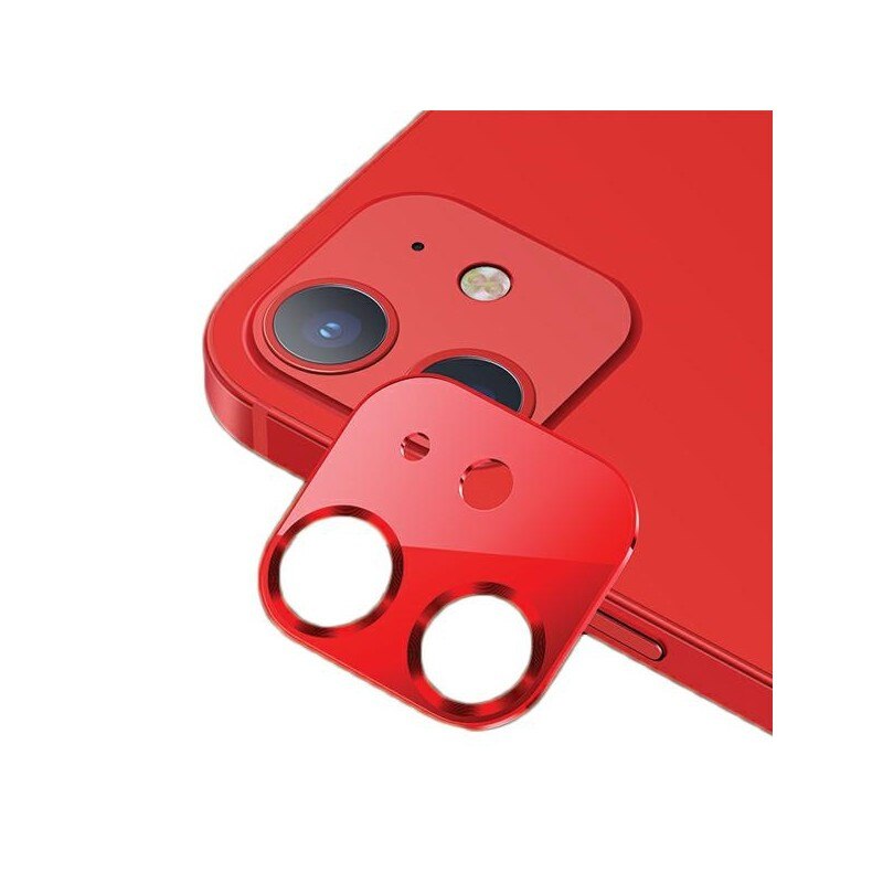Protectie Camera Usams Metal Si Sticla Securizata Pentru iPhone 12 - Rosu